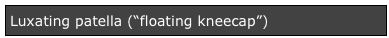 Luxating patella (“floating kneecap”)